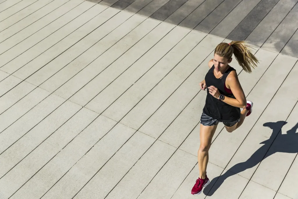 The image shows a girl running.